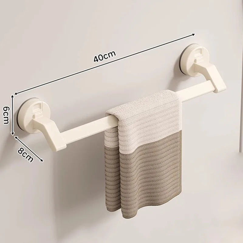 Bathroom Accessories Space Aluminum Suction Towel Rack Wall-mounted Perforation-free Storage Rack Double Pole