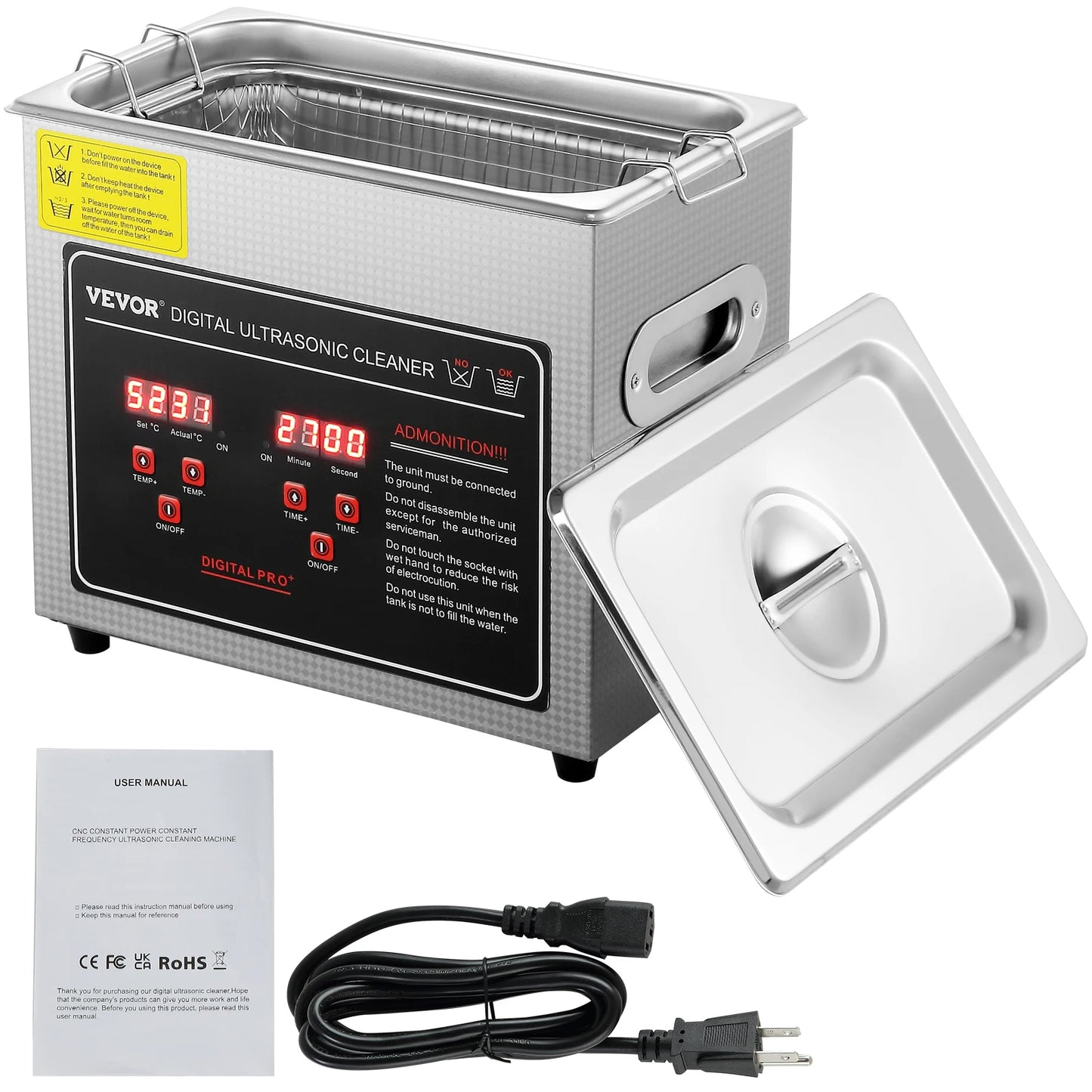 SucceBuy 2L 3L 6L 10L 22L 30L Nettoyeur à ultrasons en acier inoxydable Machine à laver de nettoyage portable Appareil électroménager à ultrasons