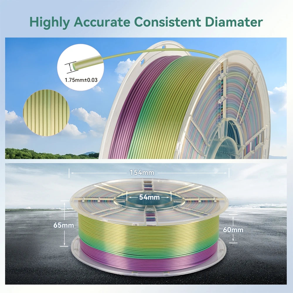 KINGROON Filament d'imprimante 3D couleur PLA soie arc-en-ciel multicolore dégradé consommables d'impression 1,75 mm bobine en plastique 1 kg