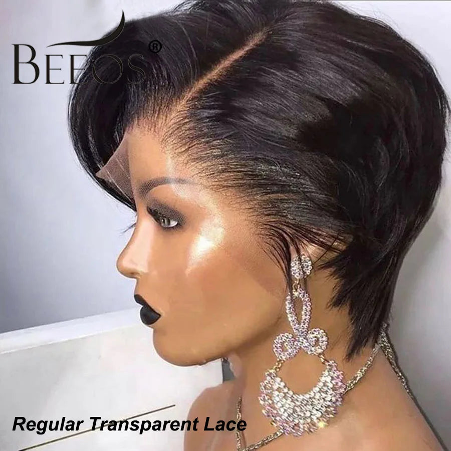 Title / Titre
EN: 180% Density Short Straight Pixie Cut Wig – HD Lace Frontal, 100% Human Hair
FR: Perruque courte coupe Pixie lisse densité 180 % – Lace frontal HD, cheveux 100 % humains