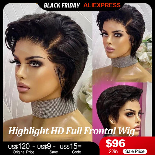 Title / Titre
EN: 180% Density Short Straight Pixie Cut Wig – HD Lace Frontal, 100% Human Hair
FR: Perruque courte coupe Pixie lisse densité 180 % – Lace frontal HD, cheveux 100 % humains