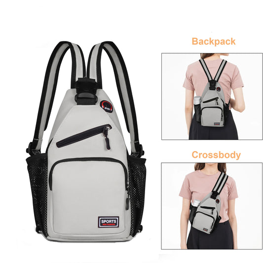 Sacs de poitrine pour femmes, sac à dos réglable et sac à bandoulière simple avec trou pour écouteurs, petit sac de sport de voyage messager Oxford