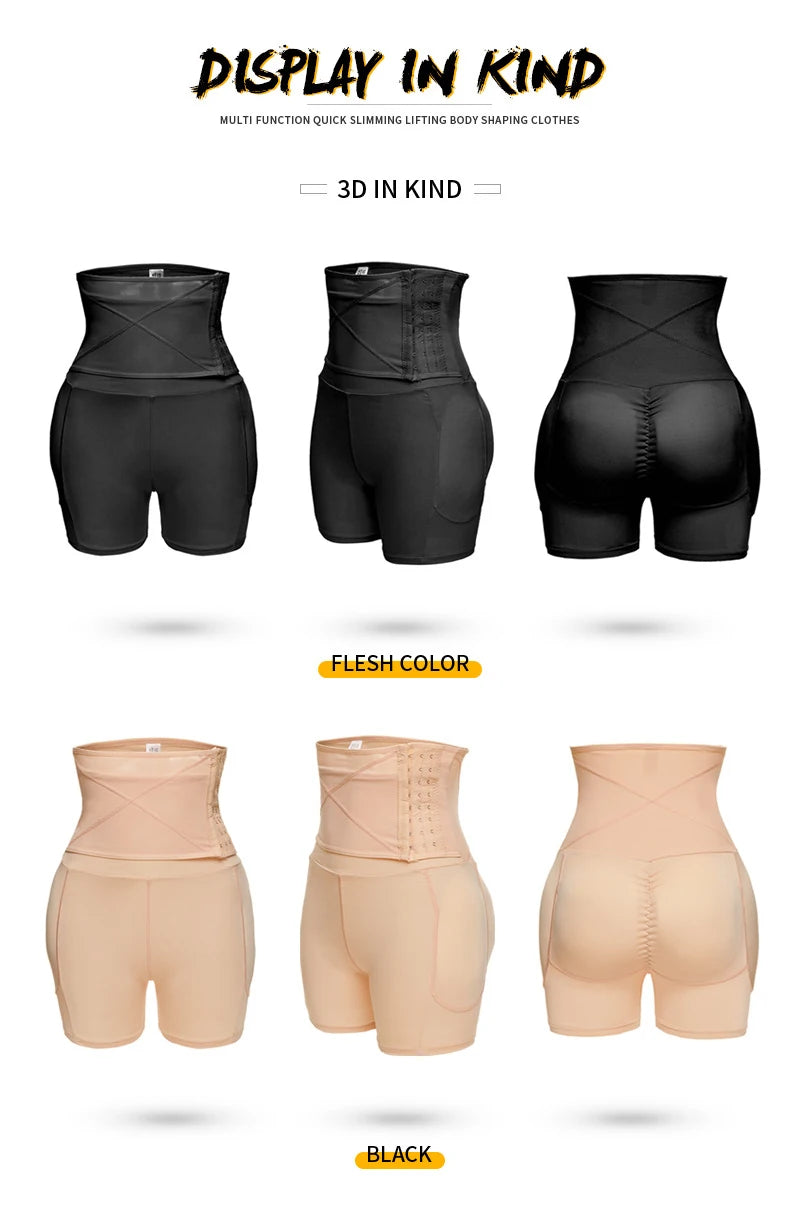 AfruliA 5XL 6XL Padded Fake Buttock Hip Enhancer Sexy Butt Lifter Shapewear Slim Waist Trainer Women Dress Underwear Body Shaper