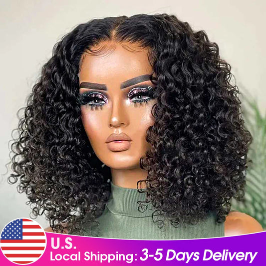 Perruque Bob ondulée sans colle, cheveux humains bouclés, 13x4, perruque frontale en dentelle HD, perruque courte, coupe Bob Wear Go, 6x4, perruque avec fermeture en dentelle HD