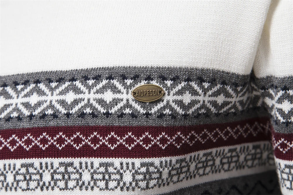 2023 New Autumn High Quality Zipper Pullers Men Warm Winter Cotton Sweaters for Men Ethnic Patterns Casual Mens Sweater Clothing