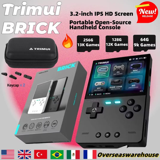 Console de jeu portable Trimui Brick, lecteur de jeux vidéo open source, éclairage d'ambiance arrière, écran IPS HD de 3,2 pouces, cadeaux