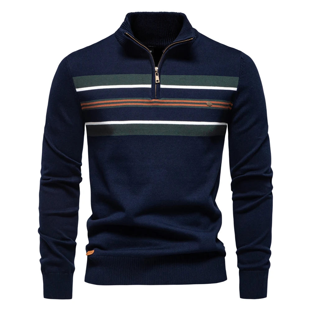 AIOPESON hommes col montant coton pull tricot pulls décontracté affaires bande côtelé col roulé pulls pour hommes pour autonme