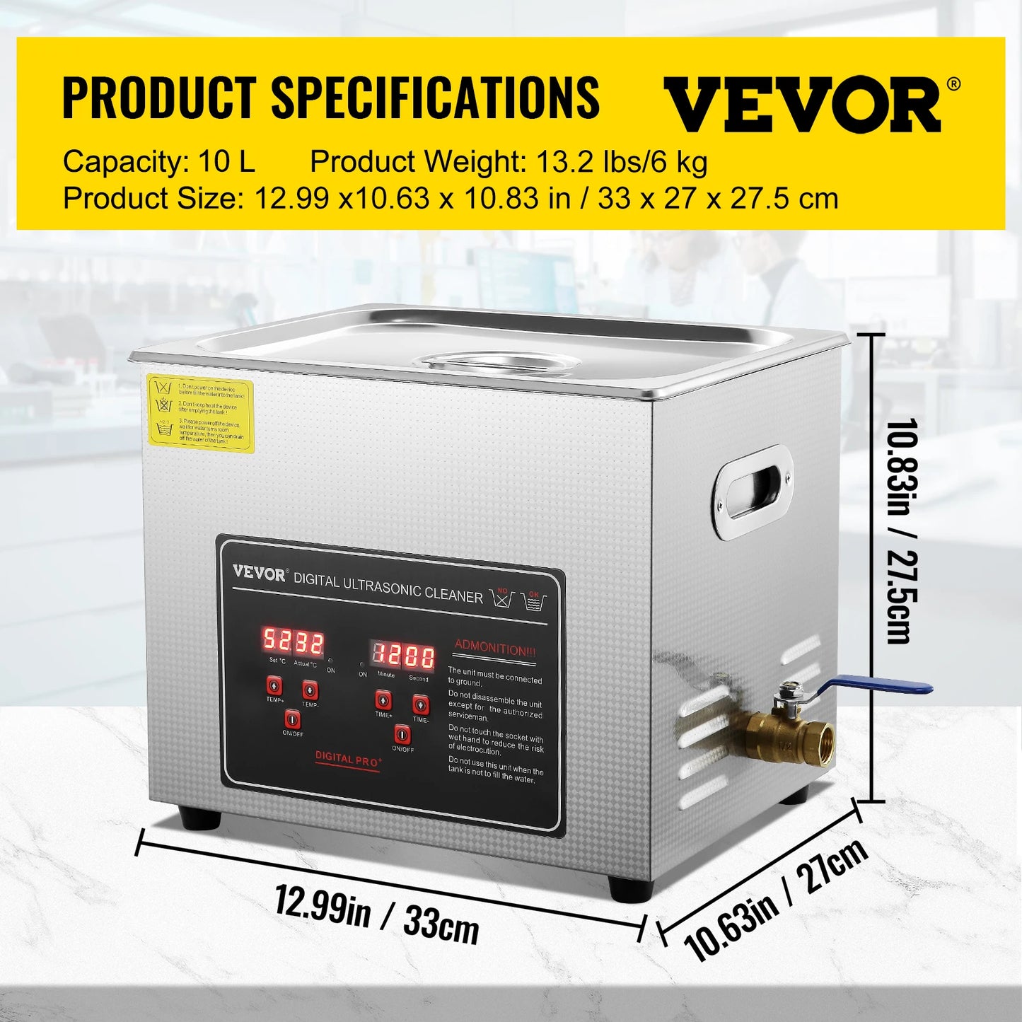 SucceBuy 2L 3L 6L 10L 22L 30L Nettoyeur à ultrasons en acier inoxydable Machine à laver de nettoyage portable Appareil électroménager à ultrasons