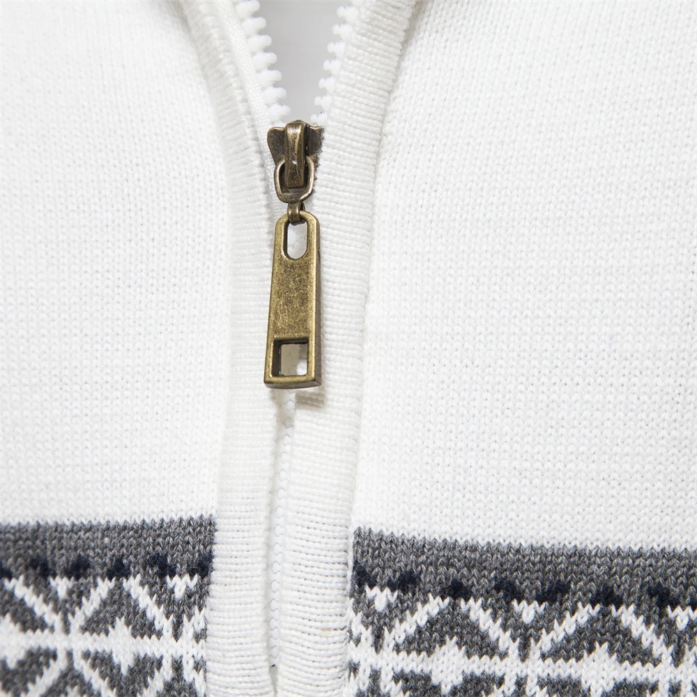 2023 New Autumn High Quality Zipper Pullers Men Warm Winter Cotton Sweaters for Men Ethnic Patterns Casual Mens Sweater Clothing