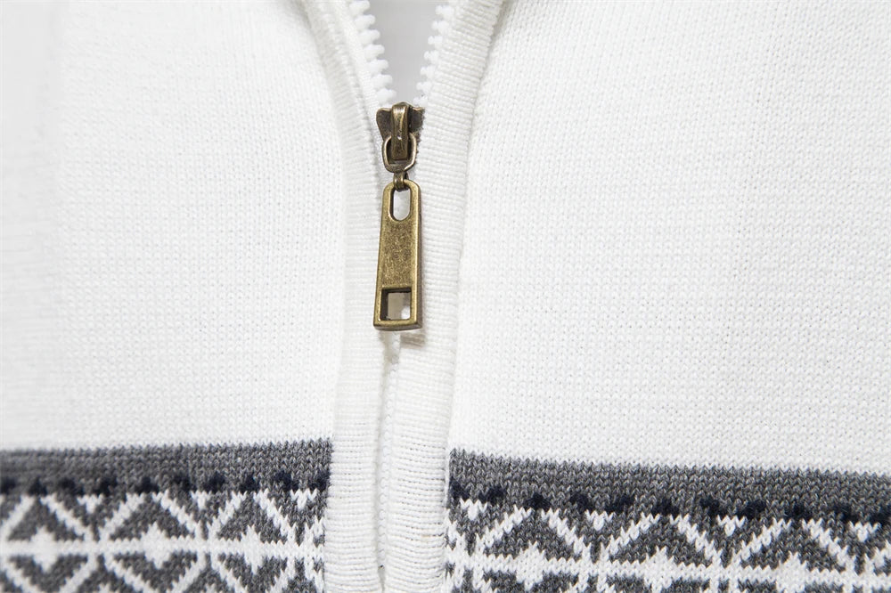 2023 New Autumn High Quality Zipper Pullers Men Warm Winter Cotton Sweaters for Men Ethnic Patterns Casual Mens Sweater Clothing