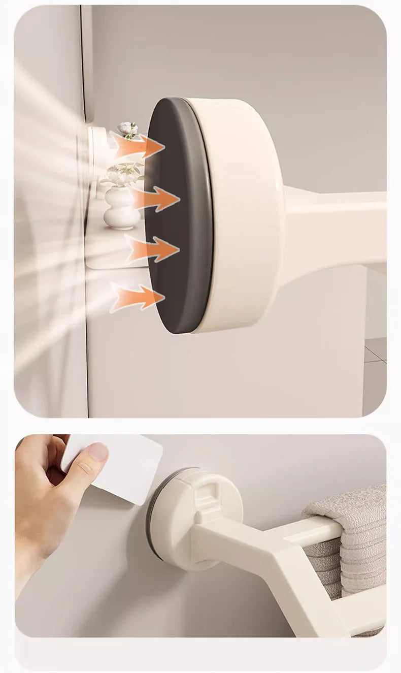 Bathroom Accessories Space Aluminum Suction Towel Rack Wall-mounted Perforation-free Storage Rack Double Pole