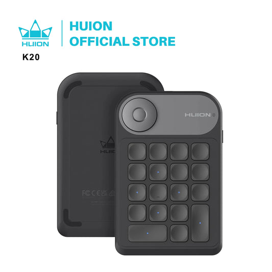 Mini clavier Huion K20 Keydial pour tablette graphique, PC et téléphone, 18 touches + contrôleur de numérotation, version améliorée